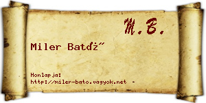 Miler Bató névjegykártya